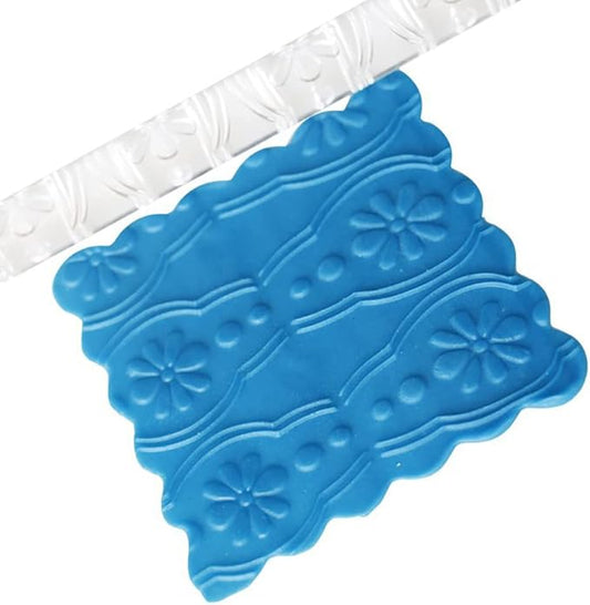 Rengue Acrylic Rolling Pin with 28 Patterns, Compliant Material, Comfortable Grip, 16 X 1 Cm, Lightweight for Dough and Pastry Acrylic Rolling Pin with 28 Patterns, Nan Kitchen (#8)
