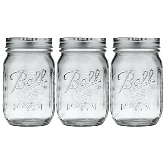 Ball Glass Mason Jar, Regular Mouth, Pint Size, 16 OZ (Pack of 3) by BallJar