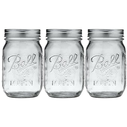 Ball Glass Mason Jar, Regular Mouth, Pint Size, 16 OZ (Pack of 3) by BallJar