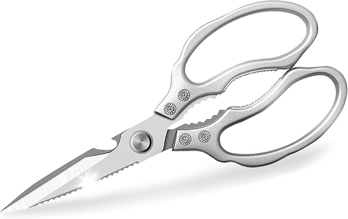 AWinjoy Heavy Duty Sharp Kitchen Scissors, Dishwasher Safe, Cooking Shears for Meat, Chicken, Fish, Poultry, Herb, Bread (Silver) by AWinjoykitchenshears