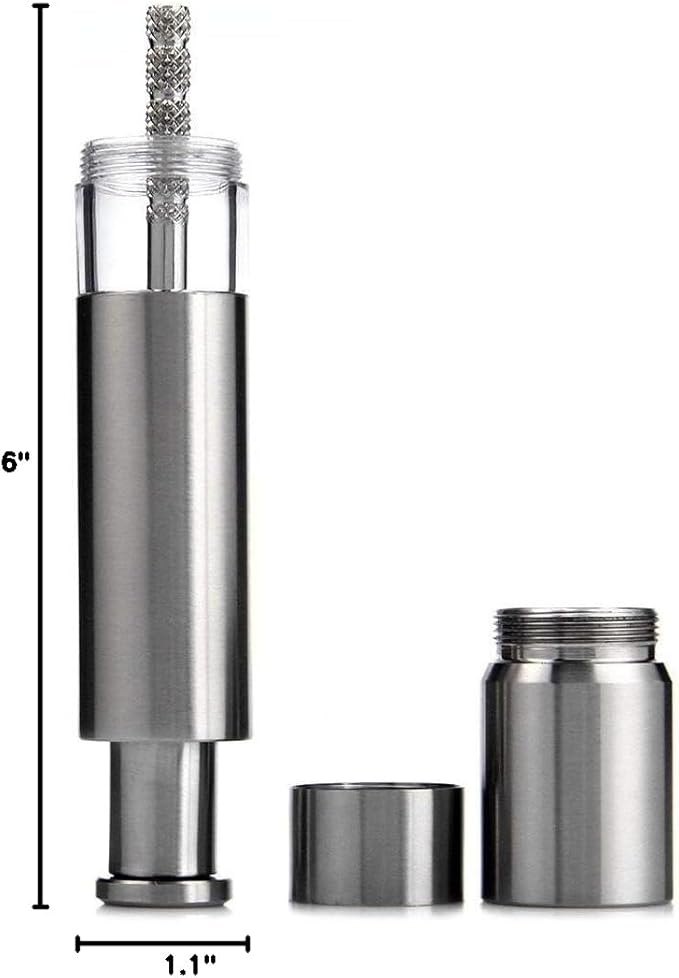 Salt and Pepper Grinder Set of 2,Stainless Steel Push Button Grinder Modern Design Thumb Grinder, for Black Pepper, Sea Salt and Himalayan Salt, Spice and Salt