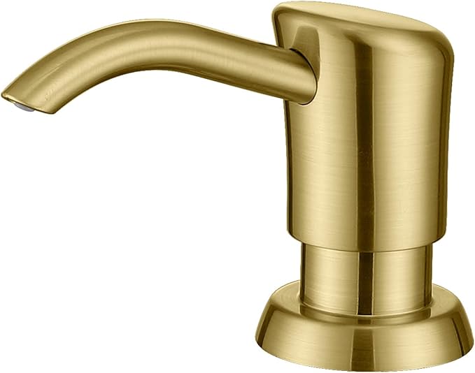 GAGALIFE Built in Sink Soap Dispenser or Lotion Dispenser for Kitchen Sink, Brushed Gold ABS Pump Head, with 17 Ounce Large PET Soap Bottle by GAGALIFE