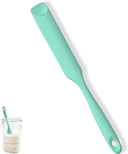 U-Taste Silicone Jar Spatula for Sourdough Starter: Long Skinny Food-Grade Jam Spreader, Sturdy Stirring Stick Bowl Scraper with Flexible Spoon Tip, Mixing Icing Tool, Peanut Butter Knife (Aqua Sky)