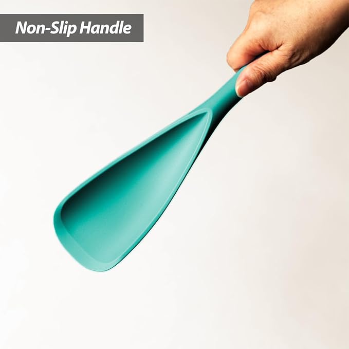 Cooking Spoon for Nonstick Cookwares, VOVOLY Silicone Spoon for Mixing, Scoop, and Scrape,Seamless Design, 12.6'', 2 Pack, Teal - Image 6