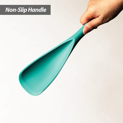 Cooking Spoon for Nonstick Cookwares, VOVOLY Silicone Spoon for Mixing, Scoop, and Scrape,Seamless Design, 12.6'', 2 Pack, Teal - Image 6