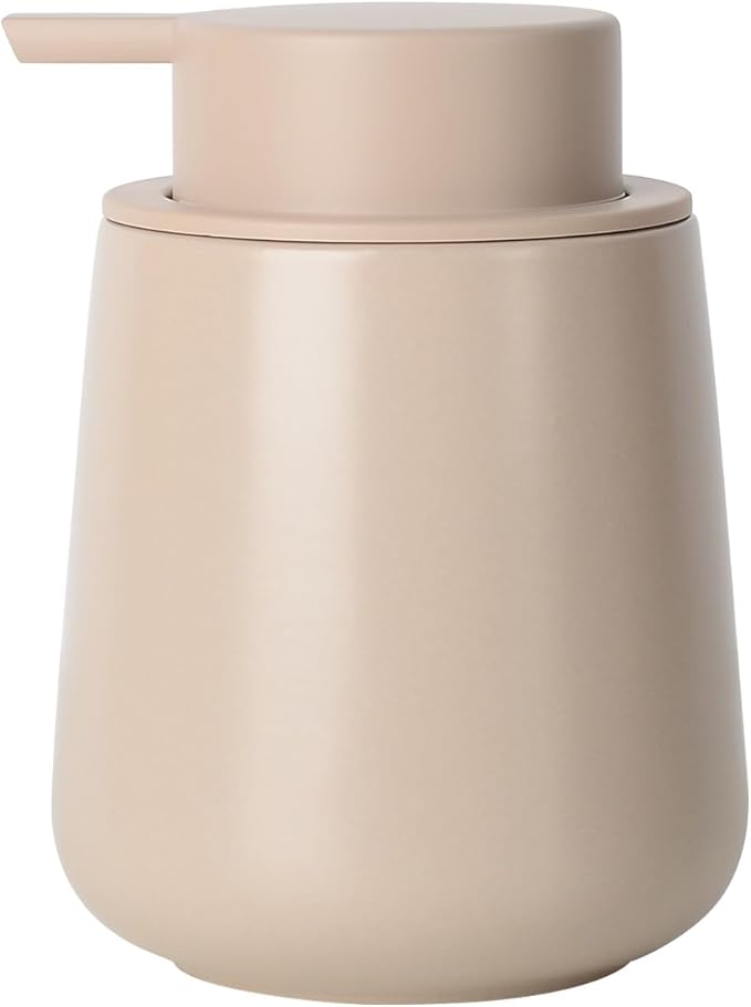 Bosilunlife Ceramic Foaming Soap Dispenser - 12Oz Bathroom Countertop Kitchen Dish Soap Pump Dispenser Foam Soap Dispenser - Khaki