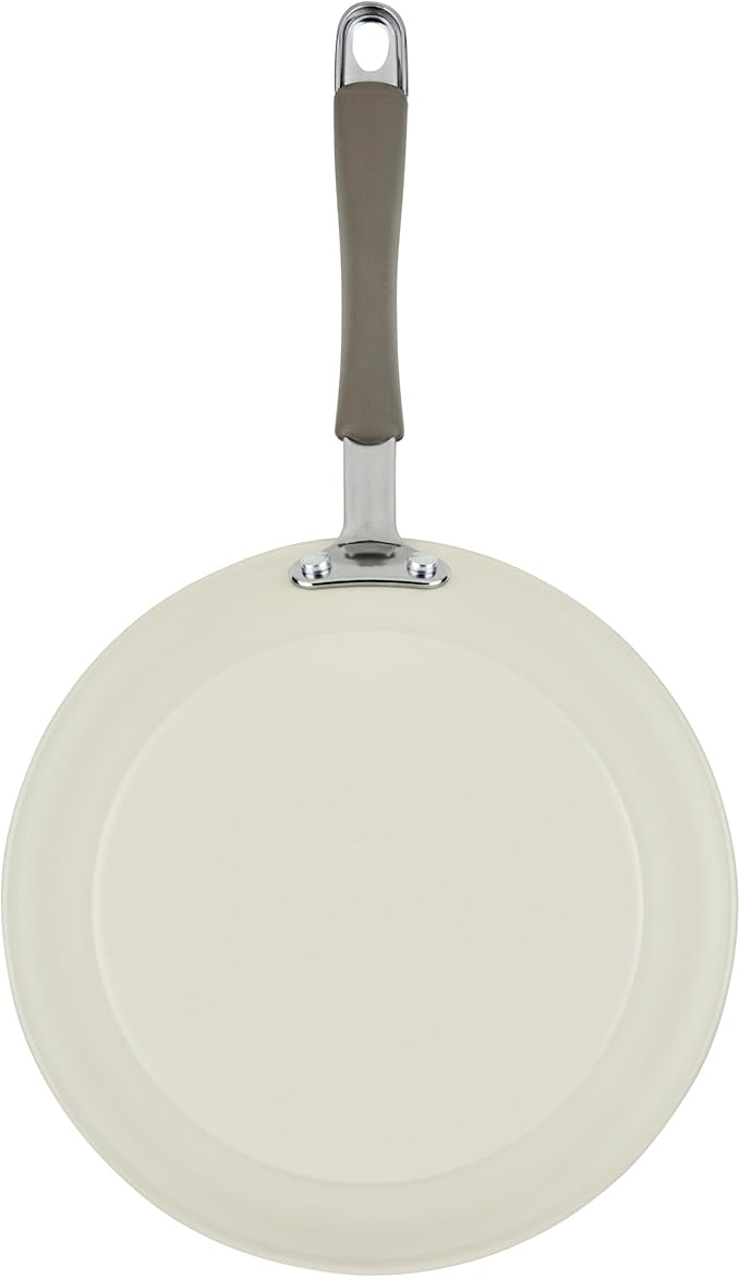 Rachael Ray Cucina Ceramic Cookware Set - 13 Pieces - Ceramic Pots and Pans Set w/Nonstick Frying Pans, Saute Pan, Saucepans, Stockpot, Lids, Pan Protectors & Cooking Utensils - Almond - Image 11