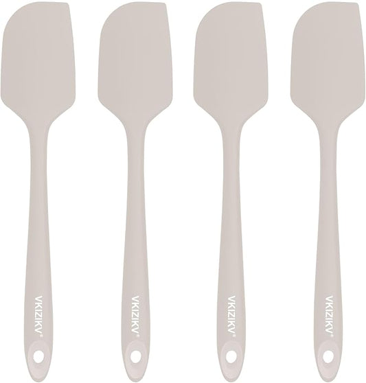 4 Pcs Silicone Spatula Set, 11.4 In, 600°F Heat Resistant Rubber Spatulas for Baking, Cooking & Mixing, Flexible and Non-Stick Kitchen Utensils, Seamless & Dishwasher Safe (Khaki)