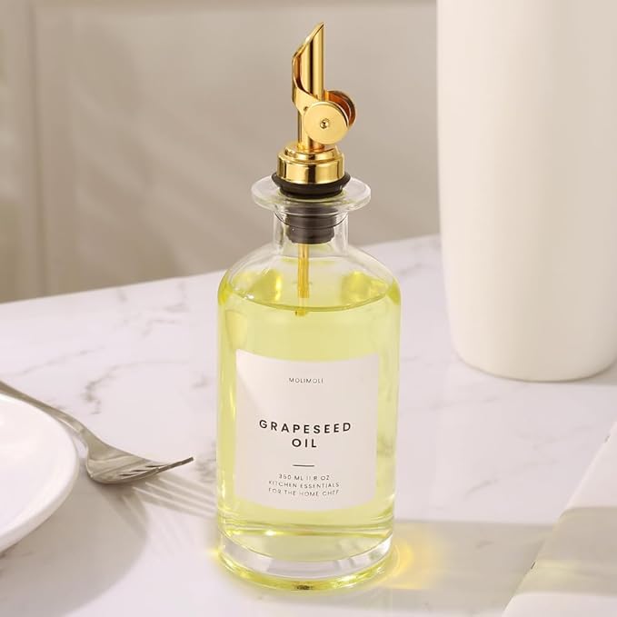 Molimoli Glass Oil Dispenser Bottle for Kitchen, Weighted Pourer, Olive Oil Cruet | 350ml, Set of 1 - Image 8