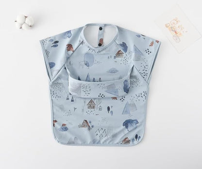 Waterproof Baby Bibs,Infant Toddler Extra Cover Feeding Bib With Food Catcher,Easy Clean & Washable
