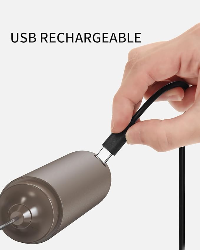 CIRCLE JOY Portable Rechargeable Milk Frother Hanheld, Dual Spring Whisk Electric Coffee Frother Wand Drink Mixer for Matcha Lattes Cappuccino, Kitchen Gifts, Brown - Image 2