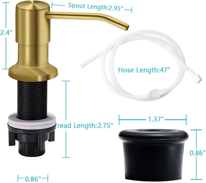 Soap Dispenser for Kitchen Sink, Countertop Sink Soap Dispenser Pump, 47" Silicone Extension Tube Connect to The Soap Bottle Directly, Say Goodbye to Frequent Refills (Golden) - Image 7