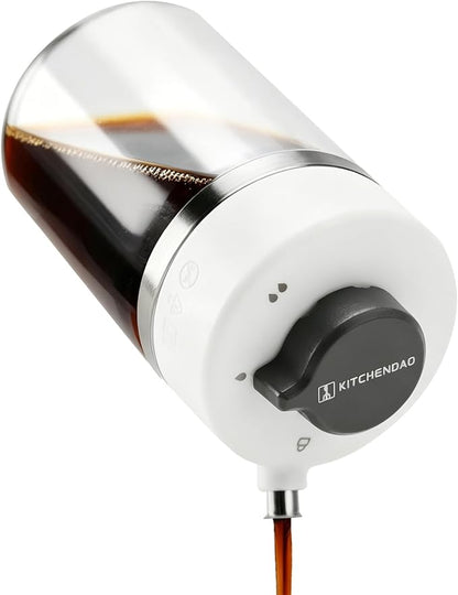 KITCHENDAO Precision Pour Glass Soy Sauce Dispenser with 3 Modes, Drip-free Spout, Two Adjustable Flowing Speed, 6 oz Oil Dispenser Bottle for Kitchen, Borosilicate Glass Olive Oil Bottle for Cooking by KITCHENDAO