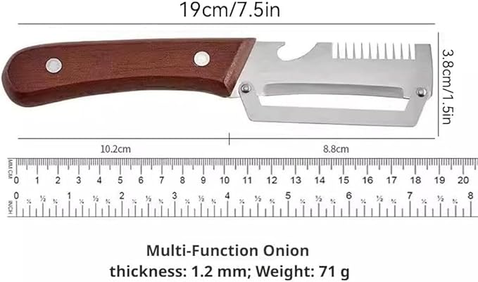 2PCS 3-in-1 Multifunctional Vegetable Peeler, Multifunctional Stainless Steel Peeler, Zero Snag Wooden Peeler, with Bottle Opener & Green Onion Comb Teeth, Kitchen Peeling Tool ﻿ - Image 7