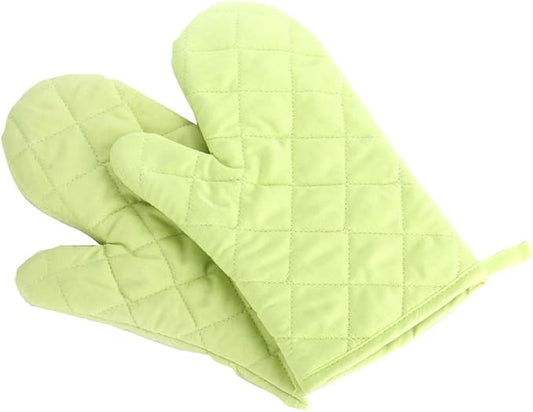Oven Mitts, Premium Heat Resistant Kitchen Gloves Cotton & Polyester Quilted Oversized Mittens, 1 Pair Green