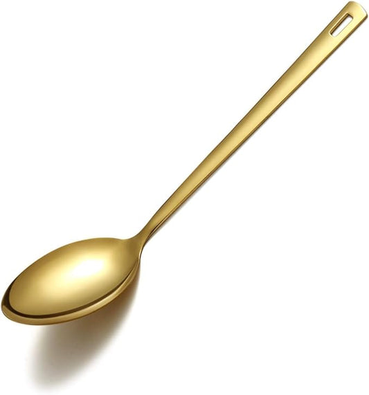 Berglander Gold Cooking Spoon, Stainless Steel Solid Serving Spoon Titanium Gold Plating, Basting Kitchen Spoon For Cooking, Dishwasher Safe, Easy to Clean by Berglander
