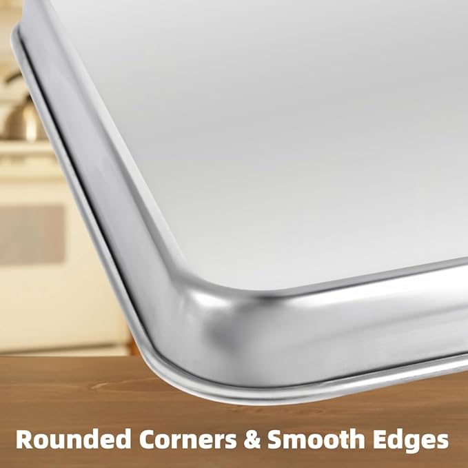 Stainless Steel Baking Sheet Set of 2, Cookie Sheet Baking Sheet Pan (17.5'' x 13'' x 1.1”, 2 Pack) - Image 4