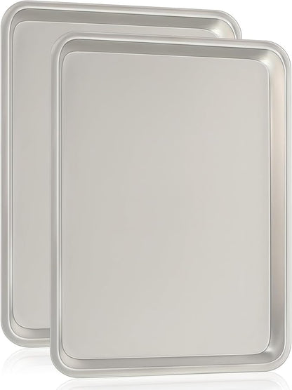 Commercial Quality Baking Sheet Pan Set, Natural Aluminum Cookie Sheet, Umite Chef Encapsulated Galvanized Steel Rim Warp Resistant Baker's Quarter Sheet Pan, Cookie Tray Pans for Baking, Roasting by UmiteChef