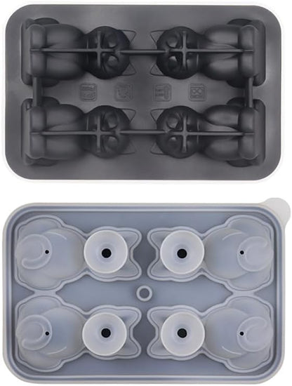 3D Cat Ice Cube Mold, Admaison Ice Cube Tray with Funnel with Funnel for Cocktails, Bourbon,Brandy, Whiskey Gifts for Men, Silicone Fun Shapes Black Cute (CAT)