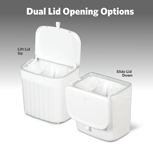 Glad Roomate Under Counter Waste Bin | Space Saving Small Trash Can for Kitchen Cabinet, Bathroom or Office | Dual Lid for Ease of Opening, 7 Liter, White - Image 3