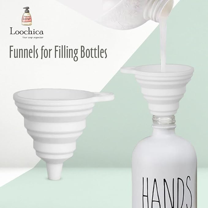 LOOCHICA 2 Pack White Glass Soap Dispenser Set for Kitchen Sink, Hand and Dish Soap, Matte White Finish, Rustic Decor - Image 6