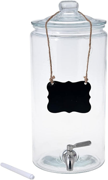 2 Gallon Beverage Dispenser with Stainless Steel Spigot + Marker & Chalkboard 100% Leakproof Glass Drink Dispenser for Parties with Spout, Airtight Beverage Serveware for Water Juice Laundry - Image 8
