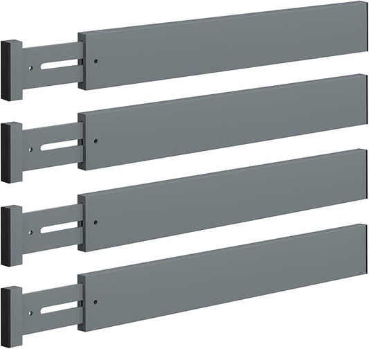 4 PCS Drawer Divider, 17"-22" Adjustable Bamboo Drawer Dividers Organizers, Expandable Separators for Kitchen, Clothes, Dressers, Home, Office, Gray by Unknown