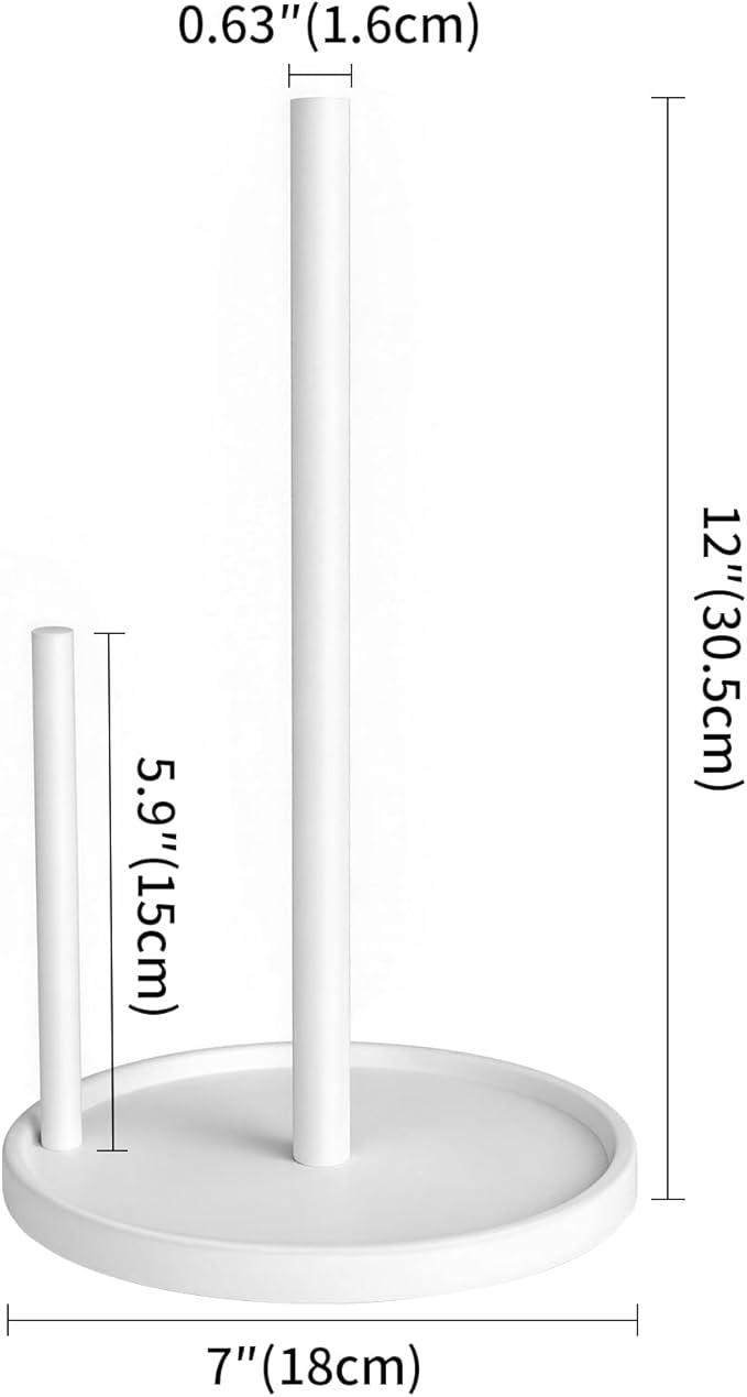 Jesginboo Paper Towel Holder Countertop, White Kitchen Paper Towels Holder, Paper Roll Holder with Weighted Base - Image 6