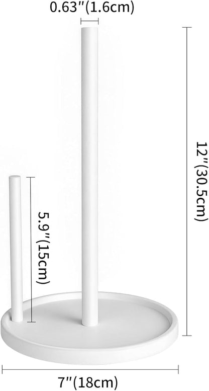 Jesginboo Paper Towel Holder Countertop, White Kitchen Paper Towels Holder, Paper Roll Holder with Weighted Base - Image 6