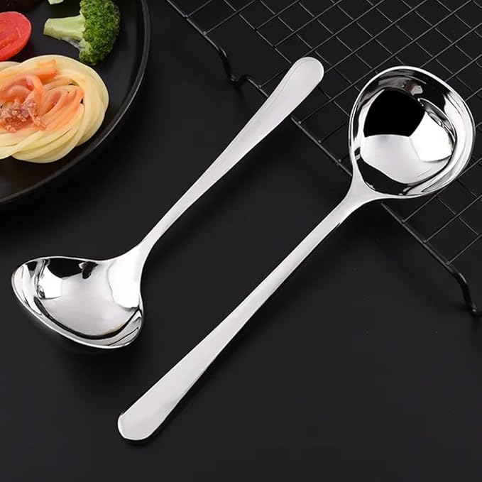 Soup Ladle, 2Pcs 304 Stainless Steel Ladle Spoon Small Gravy Soup Ladle Kitchen Utensil Cooking Serving Spoon for Cooking Buffet, Party, Kitchen(COLOR:sliver) - Image 5