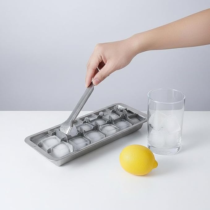 Stainless Steel Ice Cube Trays with Easy Release Handle – 18-Cube Metal Ice Tray, Non-Toxic, Dishwasher Safe | HYICE®