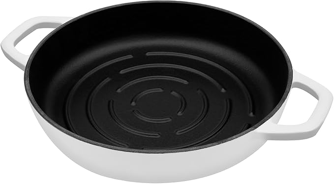 Flavehc Bread Oven Cast Iron Bread Dutch Oven with Cloche Lid for Bread Baking White Enameled Cast Iron Bread Oven with Dome Lid for Sourdough, 9.8 Inches - Image 4