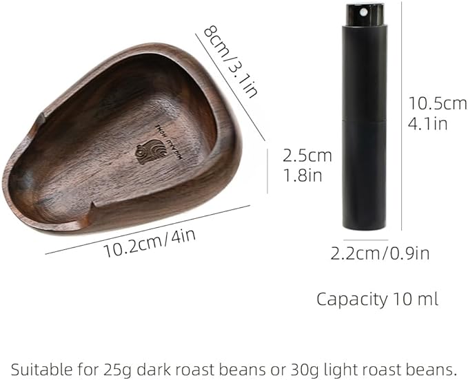 Coffee Bean Dosing Cup & RDT Spray Bottle Set - Walnut Wood Espresso Accessories Kit with Static Reduction Spray, Measuring Tray for Coffee/Tea ﻿ - Image 4