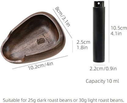 Coffee Bean Dosing Cup & RDT Spray Bottle Set - Walnut Wood Espresso Accessories Kit with Static Reduction Spray, Measuring Tray for Coffee/Tea ﻿ - Image 4