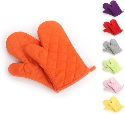 Oven Mitts, Premium Heat Resistant Kitchen Gloves Cotton & Polyester Quilted Oversized Mittens, 1 Pair Orange