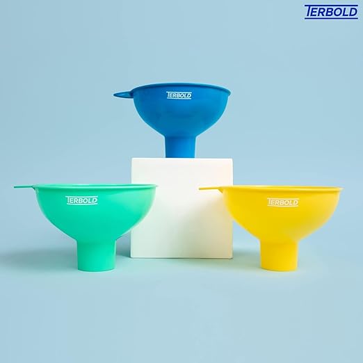 3pc Wide Mouth Canning Funnels for Filling Bottles and Mason Jars | Large Spout Quick Fill Food Grade Plastic Funnels for Kitchen Use (Blue, Green, Yellow) - Image 2