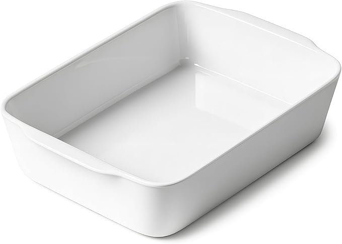 HOMBENE 3.3 QT Ceramic Baking Dish, White Casserole Dish,Lasagna Pan for Oven, Bakeware for Baking, Kitchen Decor, Microwave Oven Safe, Dinner Party (8.7" x 11.8") by HOMBENE