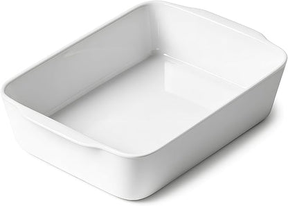 HOMBENE 3.3 QT Ceramic Baking Dish, White Casserole Dish,Lasagna Pan for Oven, Bakeware for Baking, Kitchen Decor, Microwave Oven Safe, Dinner Party (8.7" x 11.8") by HOMBENE