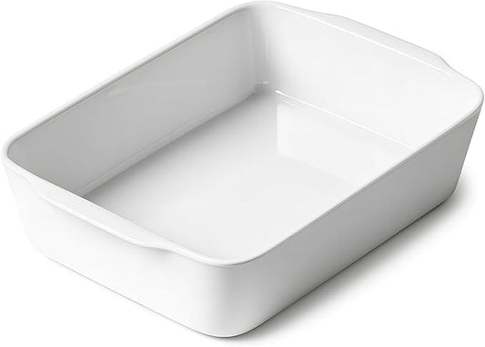HOMBENE 3.3 QT Ceramic Baking Dish, White Casserole Dish,Lasagna Pan for Oven, Bakeware for Baking, Kitchen Decor, Microwave Oven Safe, Dinner Party (8.7" x 11.8") by HOMBENE