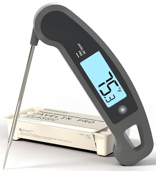 Lavatools Javelin® PRO Classic Ultra-Fast 2-Second Professional Digital Instant Read Meat Thermometer for Grill and Cooking, Auto-Rotating Backlit Display, IP65 Water Resistant, NSF Certified – Sesame by Lavatools