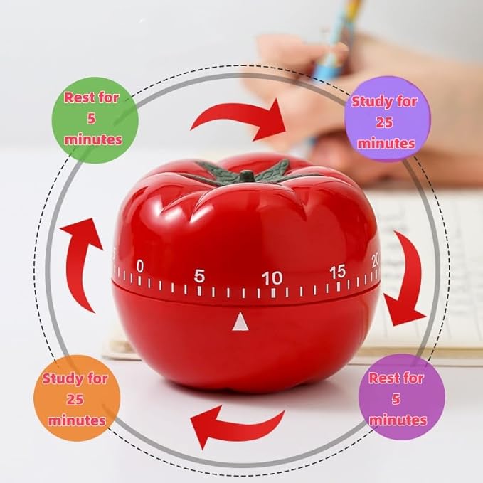 Kitchen Timer, 60-Minute Mechanical Countdown Timer, Red