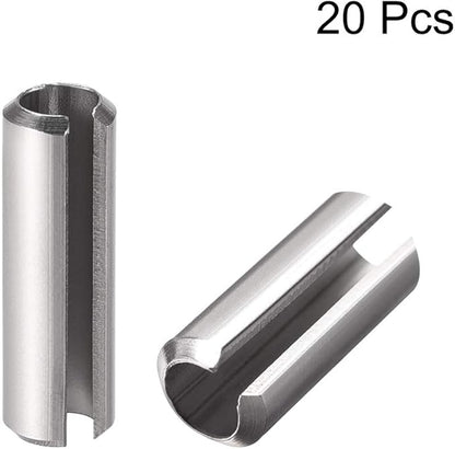 uxcell Slotted Spring Pin - M6 x 25mm 304 Stainless Steel Split Spring Roll Dowel Pins Plain Finish 20Pcs