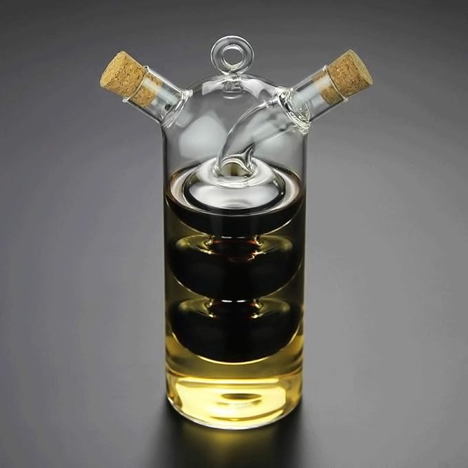 Olive Oil and Vinegar Dispenser Cruet Bottles, 2 in 1 Transparent Dual Glass for Kitchen Cooking Container - Image 2