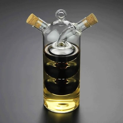 Olive Oil and Vinegar Dispenser Cruet Bottles, 2 in 1 Transparent Dual Glass for Kitchen Cooking Container - Image 2