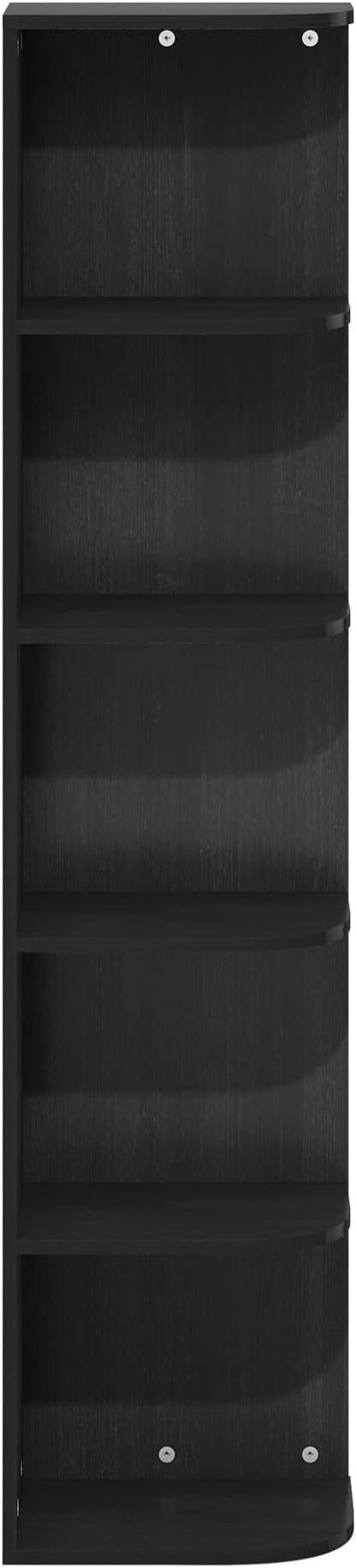 Furinno PASIR Book Shelf, 5-Tier Corner Bookshelf with Open Shelf, Standing Bookcase, 9.3 x 12 x 51.7, for Organization and Storage, for Living Room, Bedroom, Home Office, Blackwood - Image 6