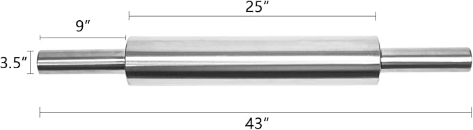 17-Inch Stainless Steel Rolling Pin for Baking - Heavy Duty Metal Dough Roller with Non-Slip Handles for Pizza, Chapati, Cookies & Pastry - Dishwasher Safe - Image 2
