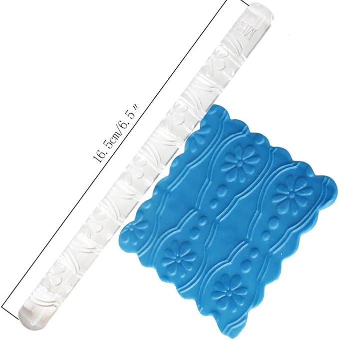 Rengue Acrylic Rolling Pin with 28 Patterns, Compliant Material, Comfortable Grip, 16 X 1 Cm, Lightweight for Dough and Pastry Acrylic Rolling Pin with 28 Patterns, Nan Kitchen (#8)
