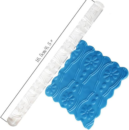 Rengue Acrylic Rolling Pin with 28 Patterns, Compliant Material, Comfortable Grip, 16 X 1 Cm, Lightweight for Dough and Pastry Acrylic Rolling Pin with 28 Patterns, Nan Kitchen (#8)