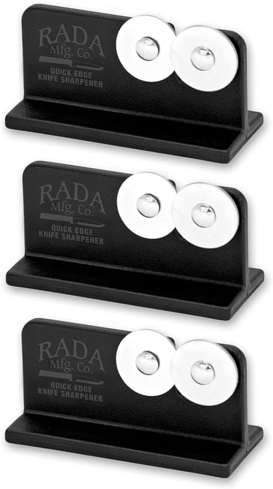 Rada Cutlery Quick Edge Knife Sharpener (R119), 3.5" x 2", Stainless Steel Wheels, Pack of 3 by RadaCutlery