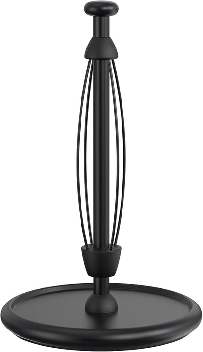 VEHHE Paper Towel Holder Countertop with Weighted Base, One-Handed Tear Paper Towel Holder with Damping Function and EVA Non-Slip Pad for Bathroom and Kitchen (Black) by VEHHE